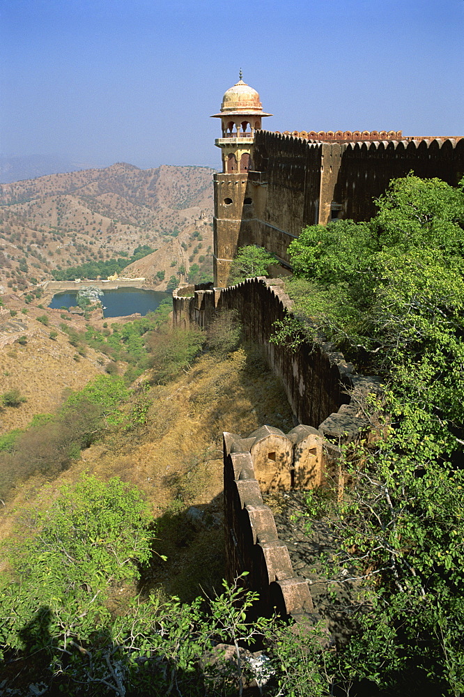 View from walls of Jaigarh fort, Amber, near Jaipur, Rajasthan state, India, Asia