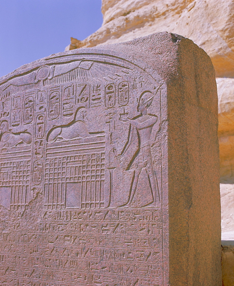 Stela in front of the Sphinx, Giza, UNESCO World Heritage Site, near Cairo, Egypt, North Africa, Africa