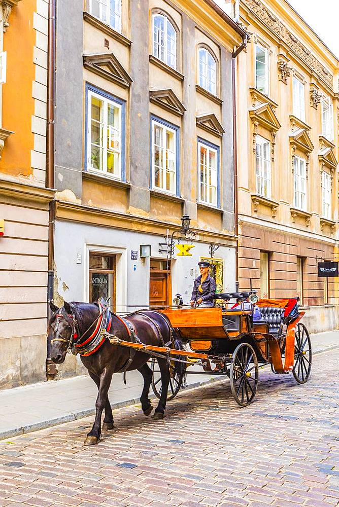 Horse and carriage, Old Town, Warsaw, Poland, Europe