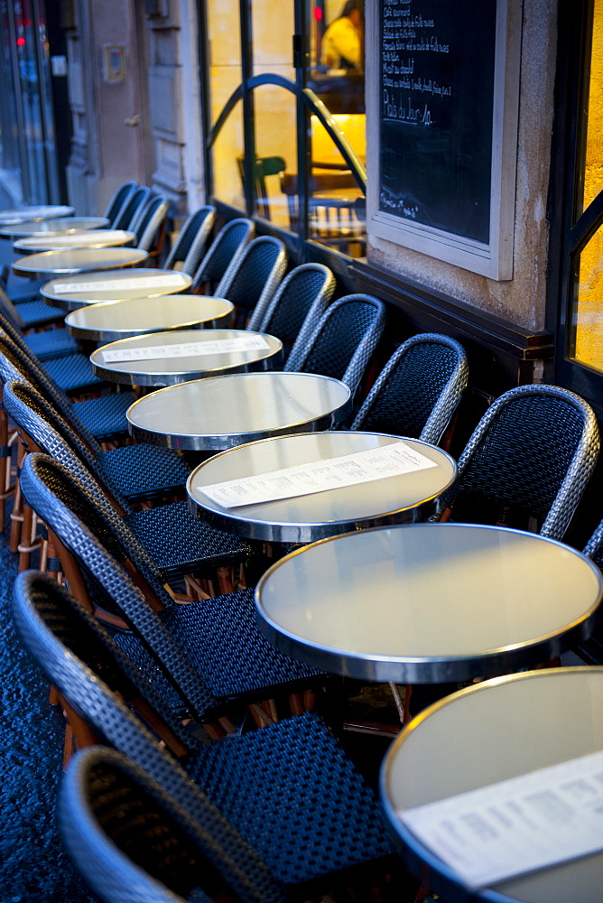 French cafe tables, Paris, France, Europe