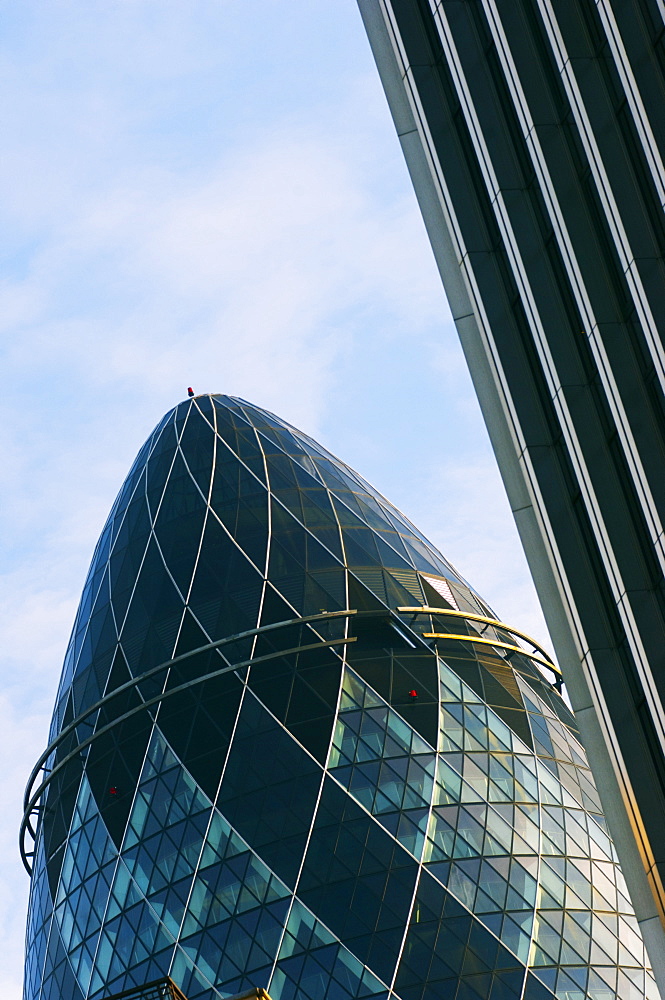 The Gherkin, 30 St. Mary Axe, designed by Norman Foster, City of London, London, England, United Kingdom, Europe