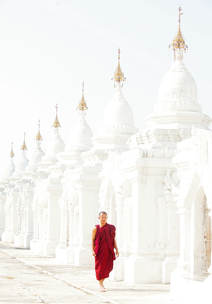 The world's largest book, set in stone, in the grounds of the Kuthodaw Pagoda at the foot of Mandalay Hill, Myanmar (Burma), Asia