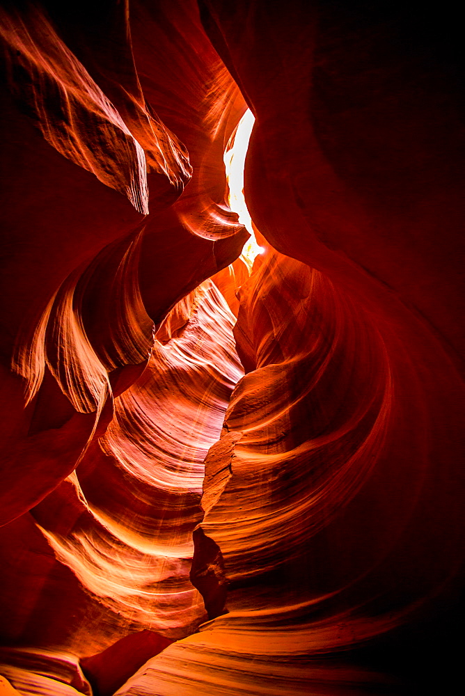 Sandstone sculpted walls, Upper Antelope Canyon, Arizona, United States of America, North America