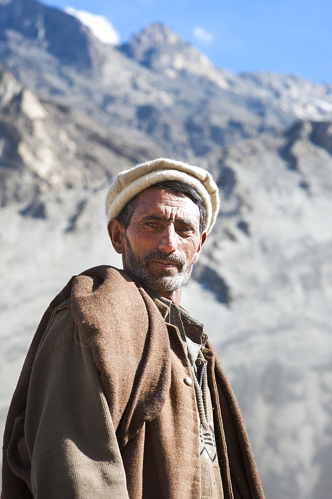 A man photographed near Skardu, Gilgit-Baltistan, Pakistan, Asia