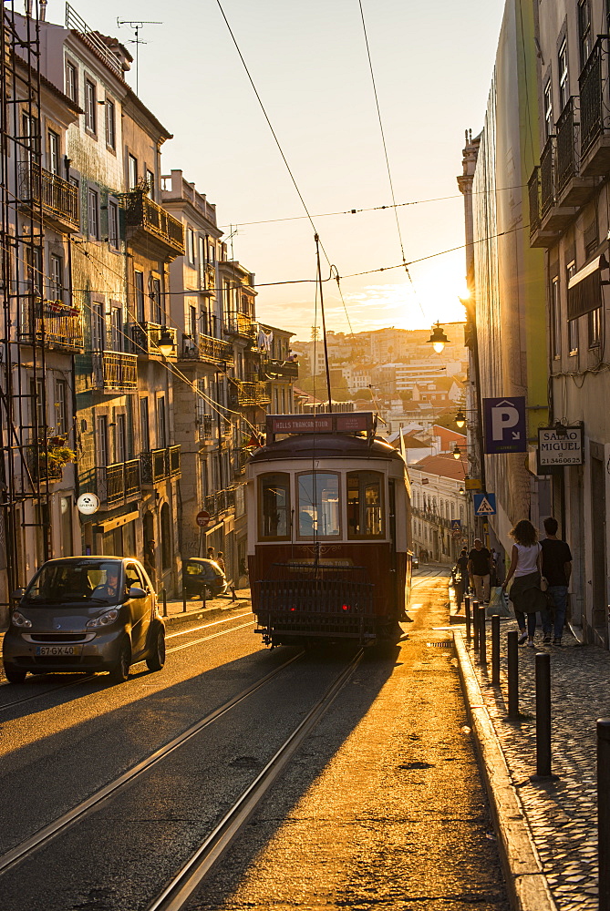 Tram in Lisbon, Portugal, Europe