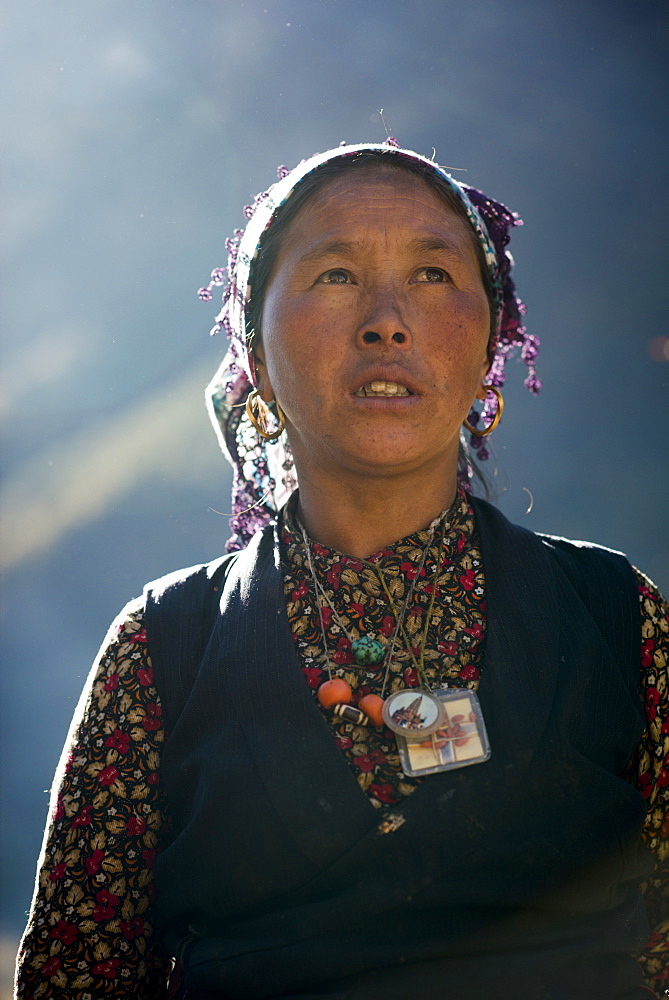 A Tibetan woman in the Langtang Valley in Nepal, Asia