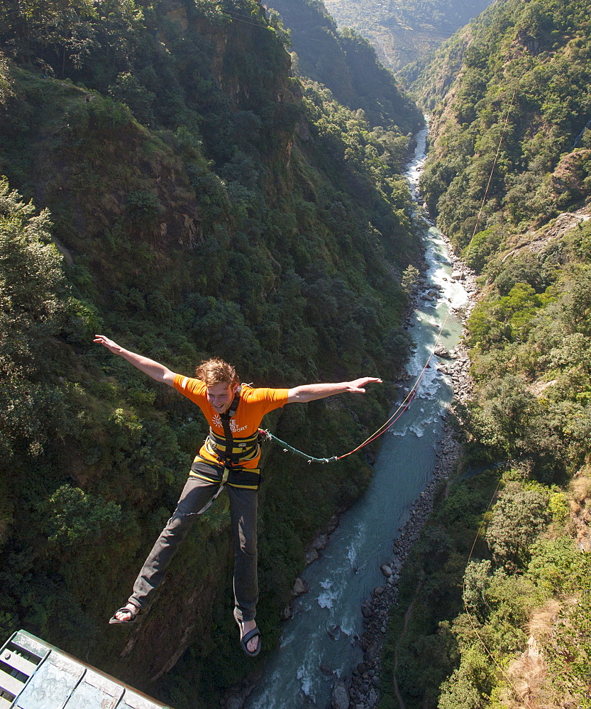 Canyon swing at The Last Resort, Nepal, Asia