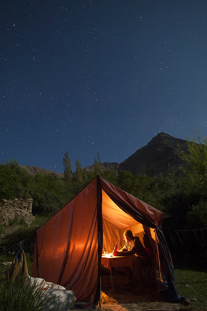 Dining under the stars during the Hidden Valleys trek in Ladakh, India, Asia