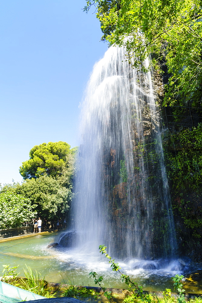 Waterfall, Parc de la Colline de Chateau, Nice, Alpes Maritimes, Cote d'Azur, Provence, France, Europe