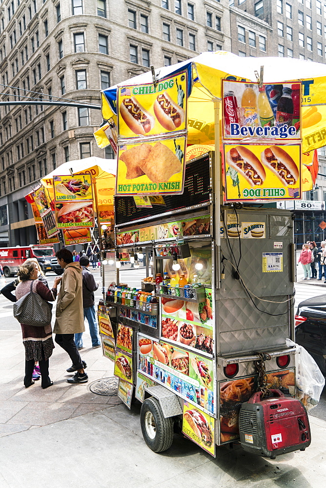 Street food cart, Manhattan, New York City, United States of America, North America