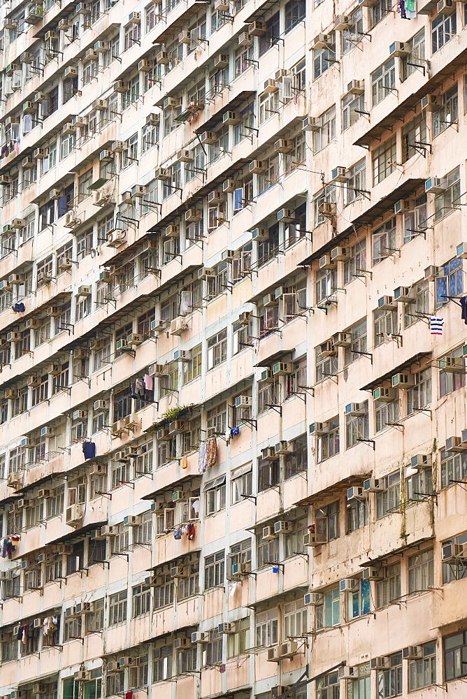 Densely crowded apartment buildings, Hong Kong Island, Hong Kong, China, Asia