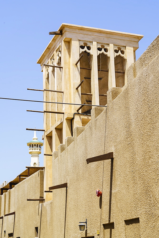 Restored traditional houses in Al Fahidi Historic Neighbourhood, Bur Dubai, Dubai, United Arab Emirates, Middle East