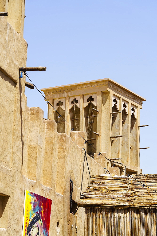 Restored traditional houses in Al Fahidi Historic Neighbourhood, Bur Dubai, Dubai, United Arab Emirates, Middle East