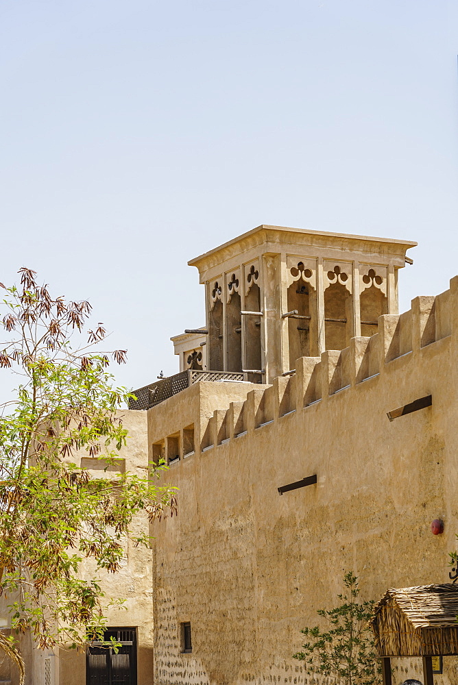 Restored traditional houses in Al Fahidi Historic Neighbourhood, Bur Dubai, Dubai, United Arab Emirates, Middle East