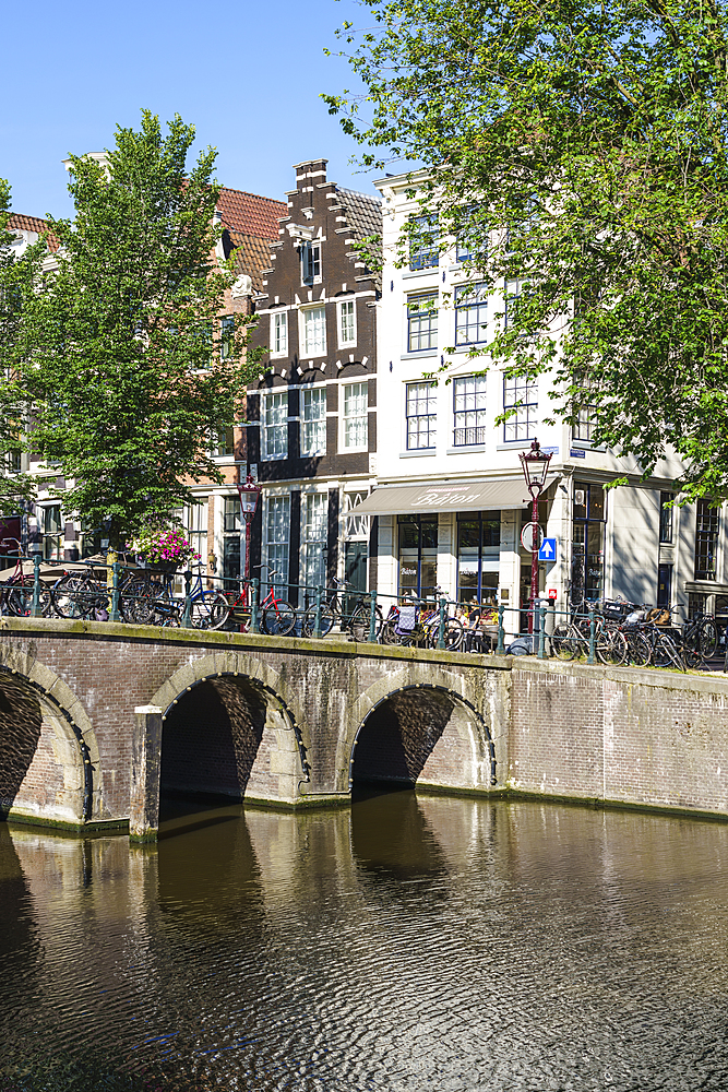 A bridge over the Herengracht canal, Amsterdam, North Holland, The Netherlands, Europe