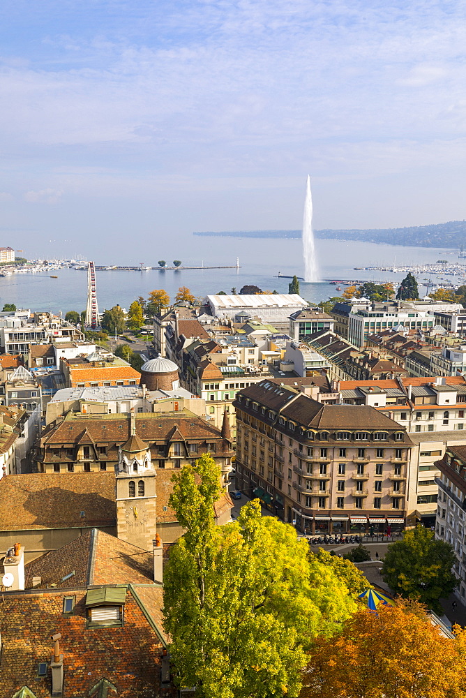 Town view from St. Peter's Cathedral, Geneva, Switzerland, Europe