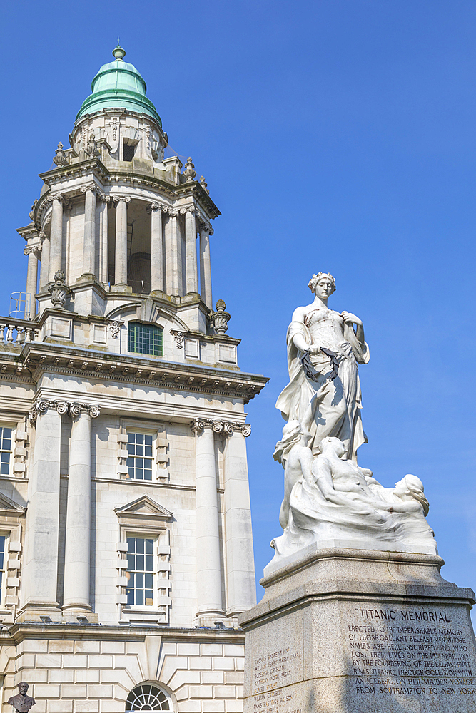 Titanic Memorial and City Hall, Belfast, Ulster, Northern Ireland, United Kingdom, Europe