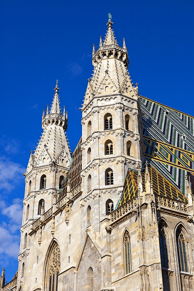 Romanesque Towers of St. Stephen's Cathedral, UNESCO World Heritage Site, Stephansplatz, Vienna, Austria, Europe