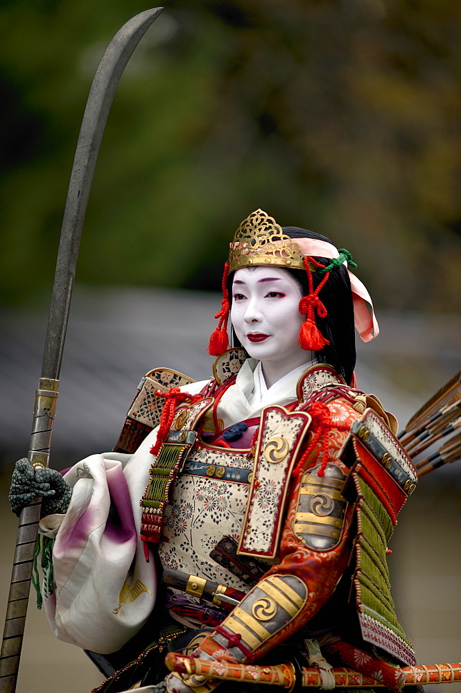 Female warrior during the Jidai Festival, Kyoto, Japan, Asia