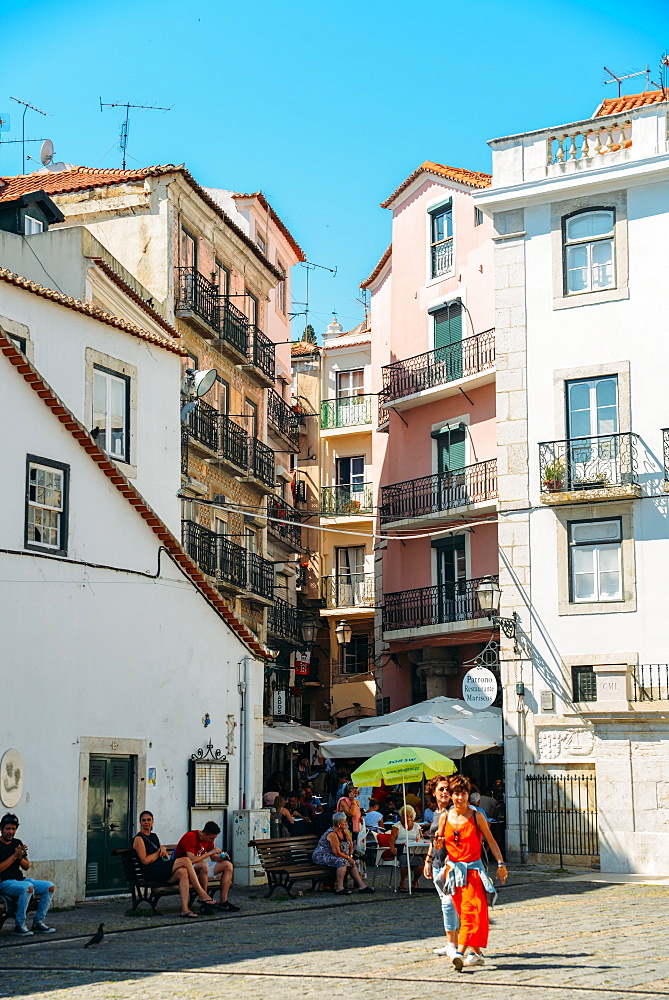 Entrance to the Bohemian district of Alfama in Old Lisbon, Portugal, Europe