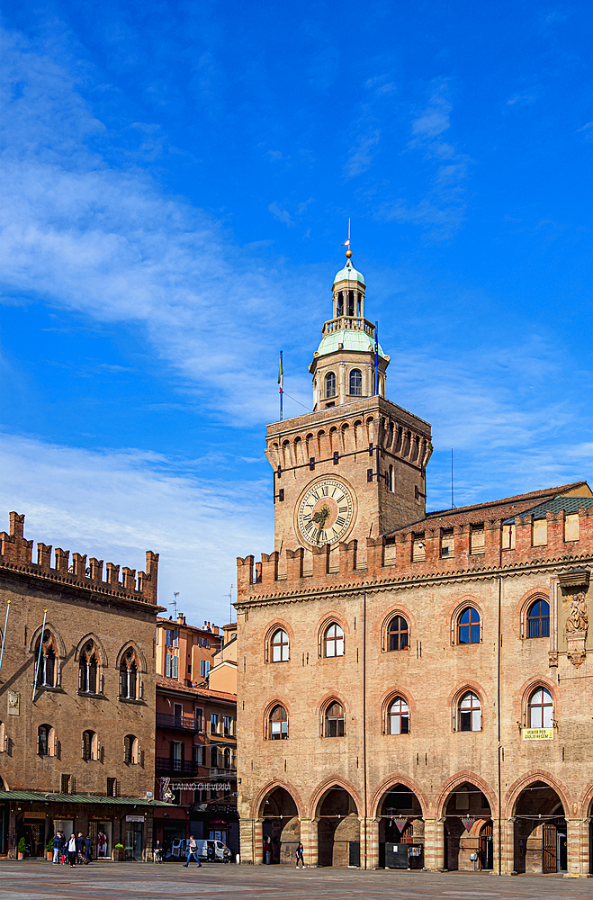 Palazzo d'Accursio, Piazza Maggiore, Bologna, Emilia-Romagna, Italy, Europe