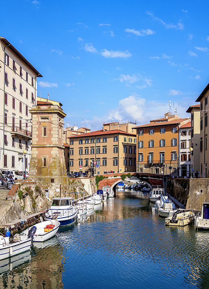 Canal in Venezia Nuova, Livorno, Tuscany, Italy, Europe