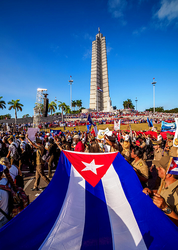 1st of May Labour Day Parade, Plaza de la Revolucion (Revolution Square), Havana, La Habana Province, Cuba, West Indies, Caribbean, Central America