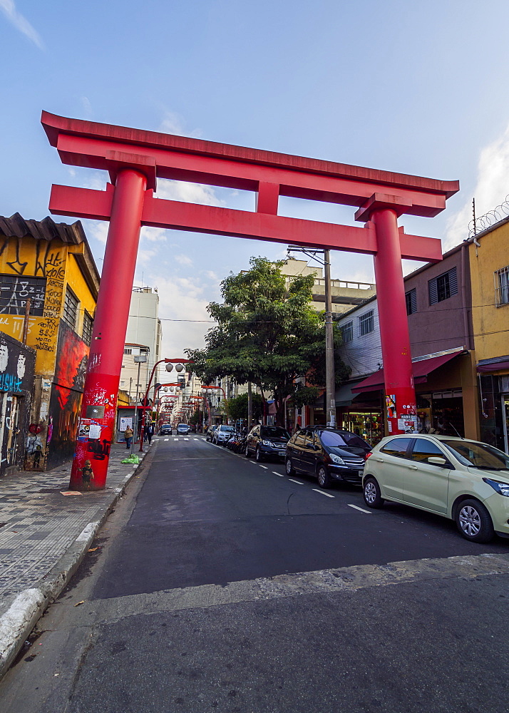 View of the Liberdade Japanese Neighbourhood, City of Sao Paulo, State of Sao Paulo, Brazil, South America