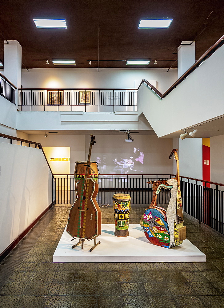 National Gallery of Jamaica, interior, exhibition about Jamaican music, Downtown, Kingston, Kingston Parish, Jamaica, West Indies, Caribbean, Central America