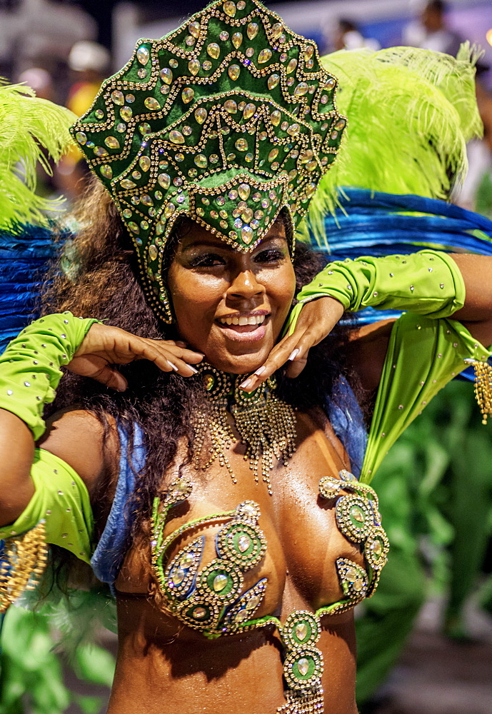 Samba dancer in the Carnival Parade, City of Rio de Janeiro, Rio de Janeiro State, Brazil, South America