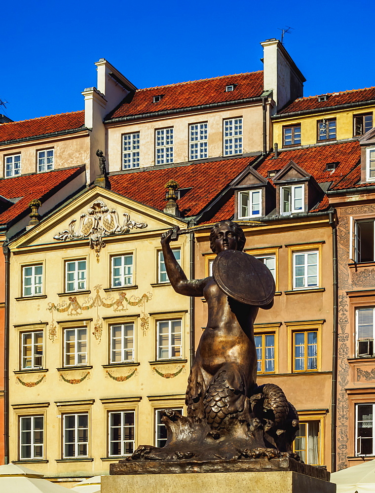 Old Town Market Place, The Warsaw Mermaid, Warsaw, Masovian Voivodeship, Poland, Europe