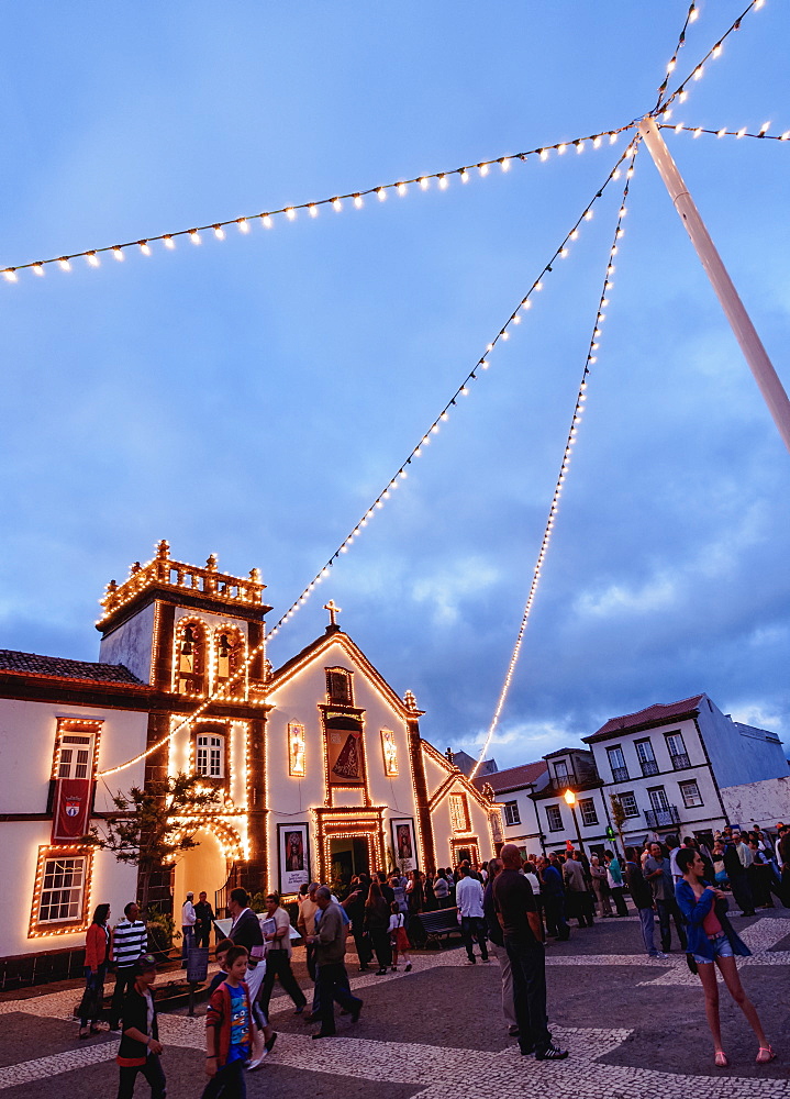 Convent of St. Francis and Church of Nossa Senhora das Vitorias, twilight, Vila do Porto, Santa Maria Island, Azores, Portugal, Atlantic, Europe