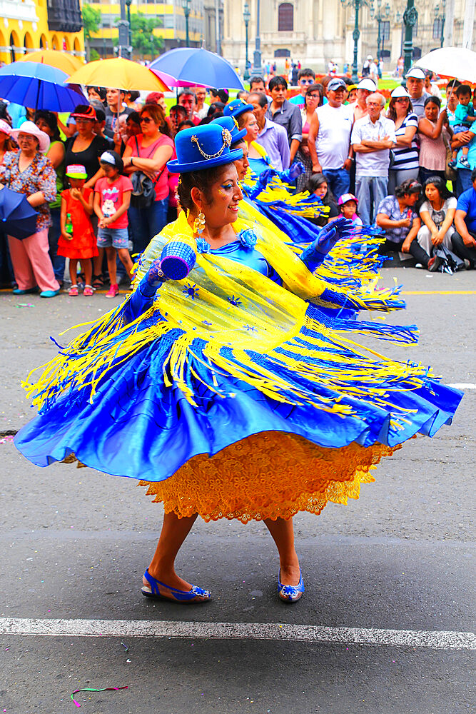 Local women dancing during Festival of the Virgin de la Candelaria in Lima, Peru, South America