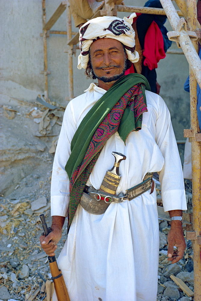 Portrait of Dhofari tribesman, Salalah Fort, Oman, Middle East