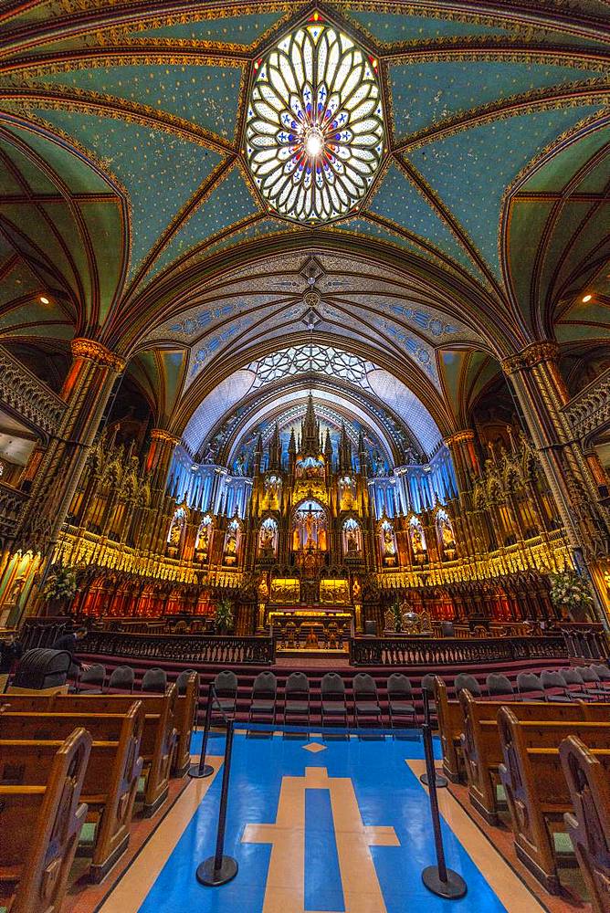 Interior view, Notre Dame Basilica, Montreal, Quebec, Canada, North America