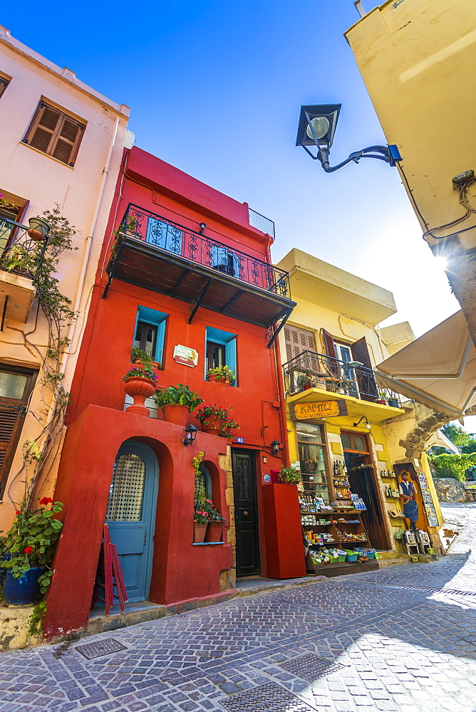 Colourful buildings, Crete, Greek Islands, Greece, Europe