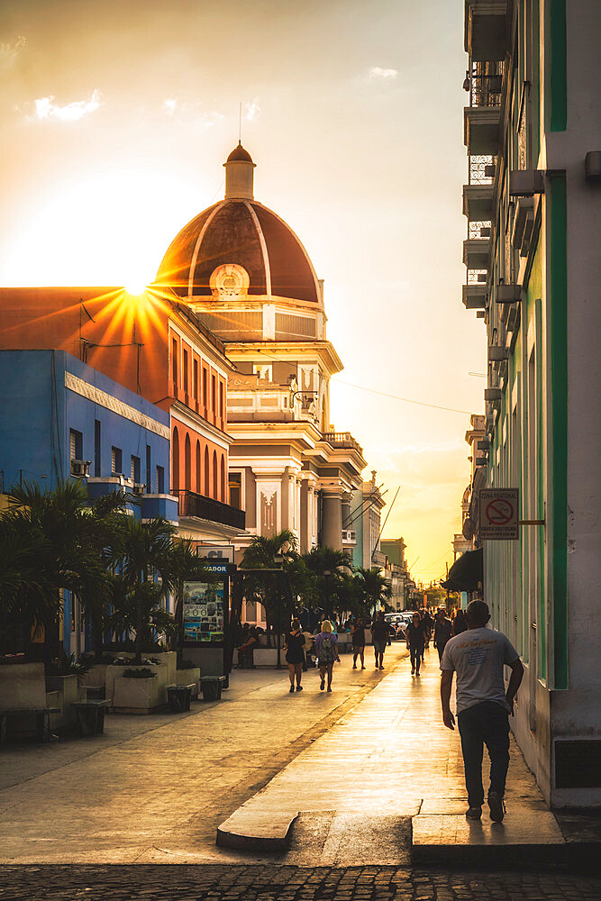 Antiguo Ayuntamiento, government building at sunset, UNESCO World Heritage Site, Cienfuegos, Cuba, West Indies, Caribbean, Central America