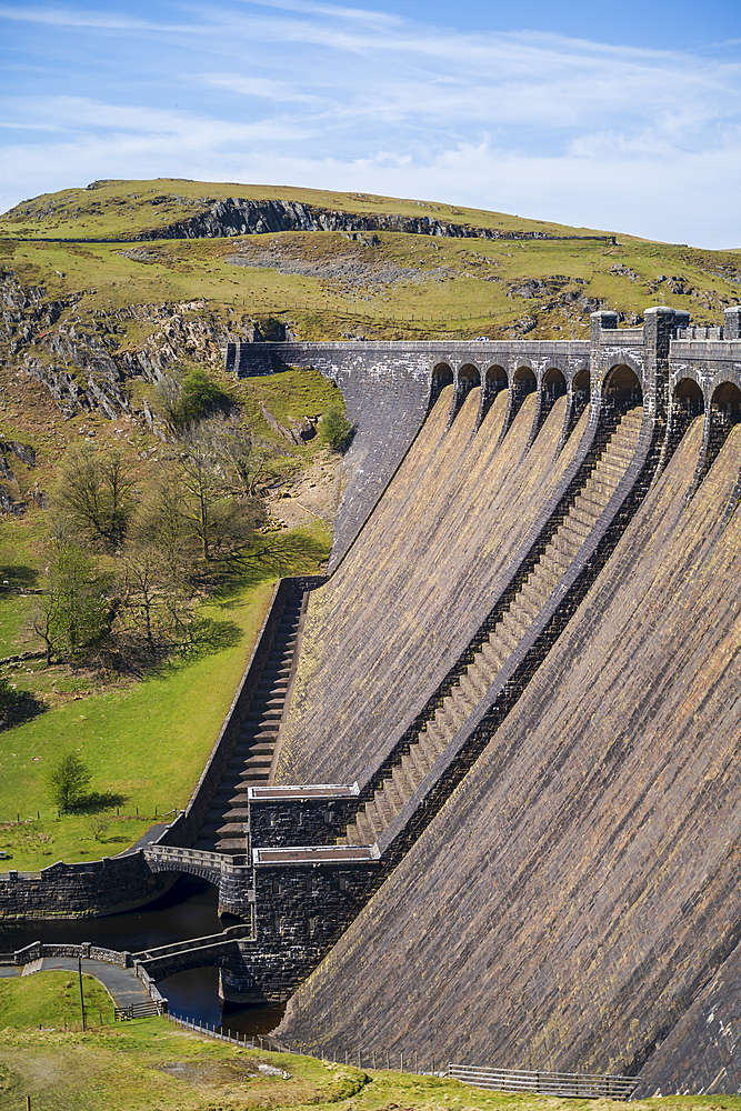 Claerwen Dam in the Elan Valley in Wales, United Kingdom, Europe