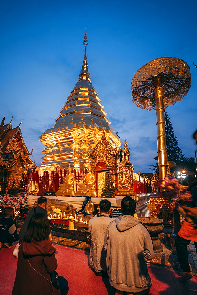 Sunrise at Wat Phra That Doi Suthep temple, Chiang Mai, Thailand, Southeast Asia, Asia