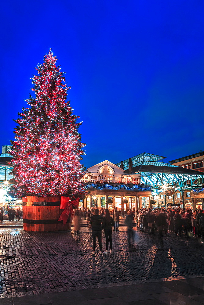 Christmas tree, Covent Garden, London, England, United Kingdom, Europe