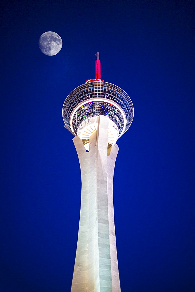 Stratosphere Tower at night, The Strip, Las Vegas Boulevard, Las Vegas, Nevada, United States of America, North America