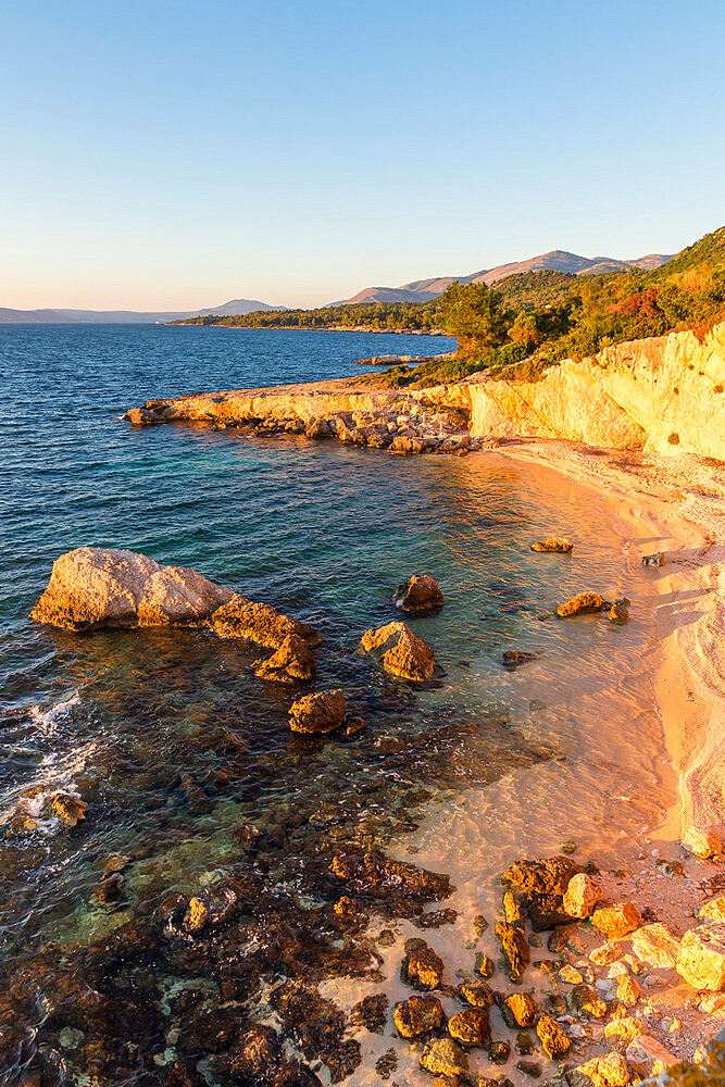 Secluded beach near Argostoli, Kefalonia, Ionian Islands, Greek Islands, Greece, Europe