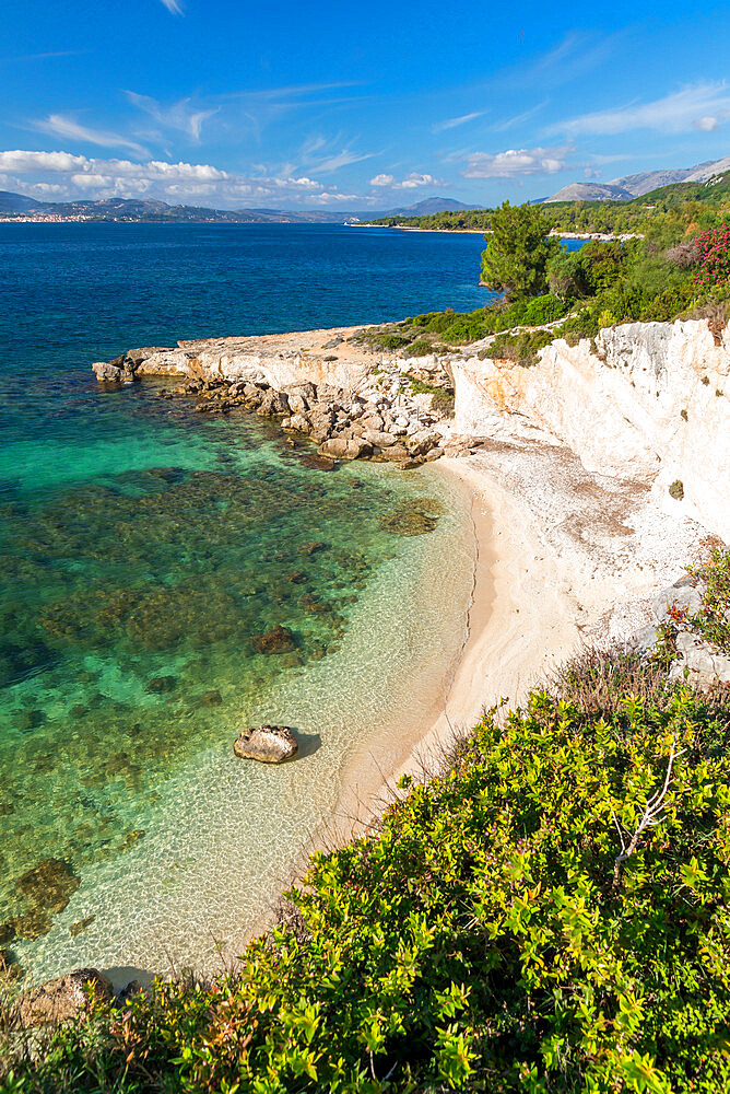 Secluded beach near Argostoli, Kefalonia, Ionian Islands, Greek Islands, Greece, Europe