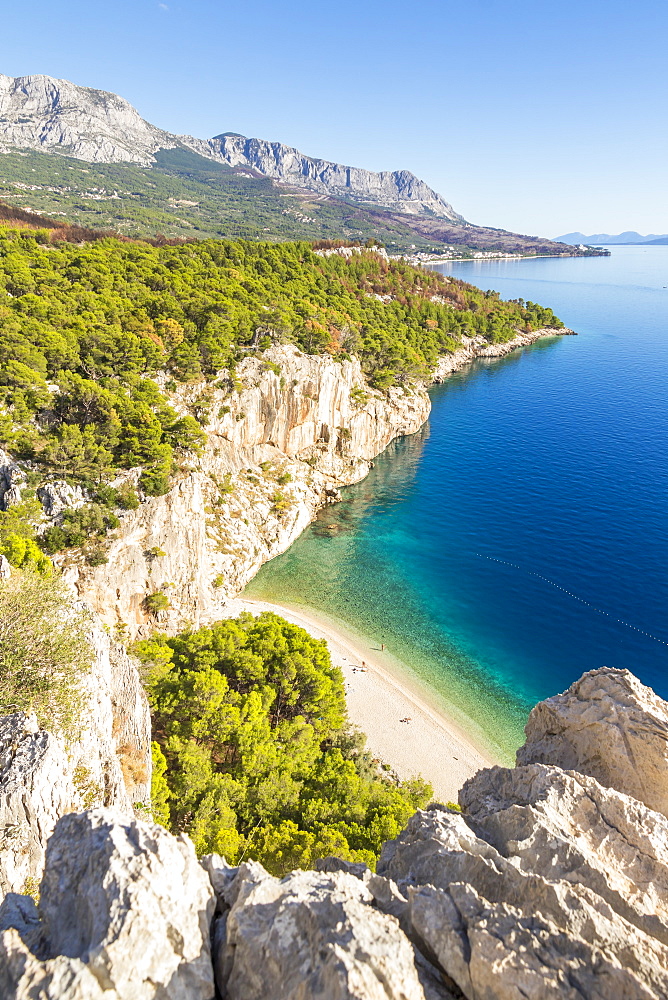 Elevated view over Nugal Beach near Makarska, Croatia, Europe