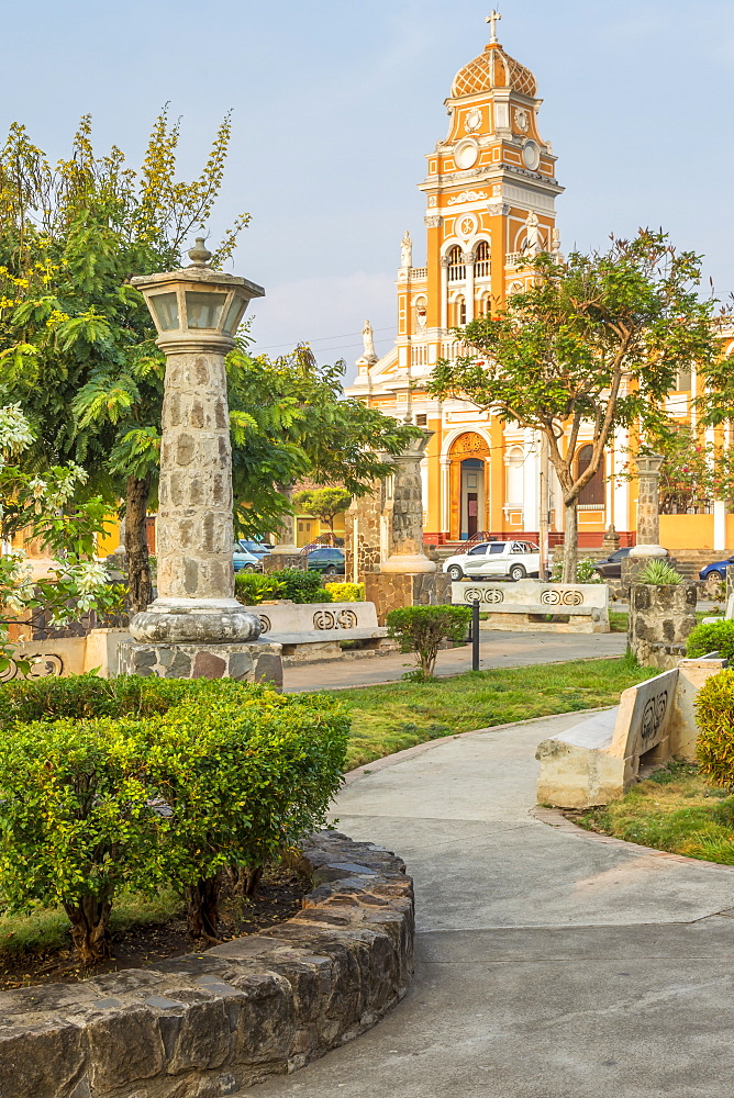 The Xalteva Church seen from Xalteva Park in Granada, Nicaragua, Central America