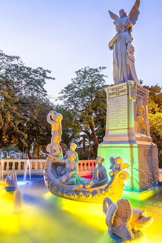 Ruben Dario statue in the main square of Managua, Nicaragua, Central America