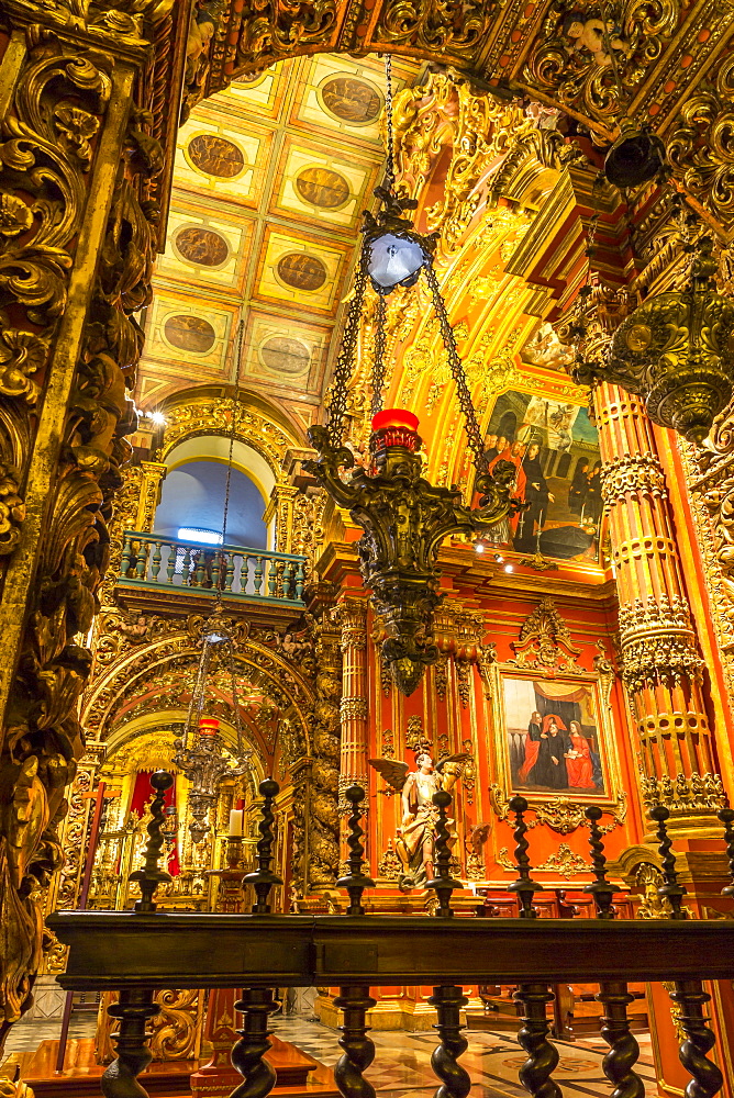 Interior of the church at Monastery Sao Bento, Rio de Janeiro, Brazil, South America