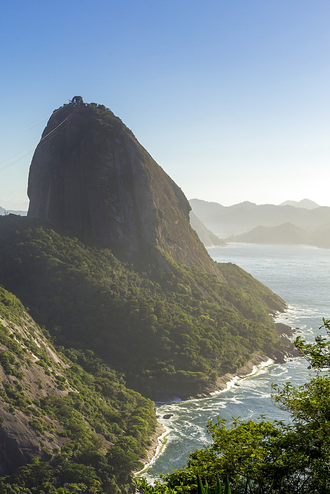 The Sugarloaf Mountain seen from Babilonia Hill (Morro da Babilonia), Rio de Janeiro, Brazil, South America