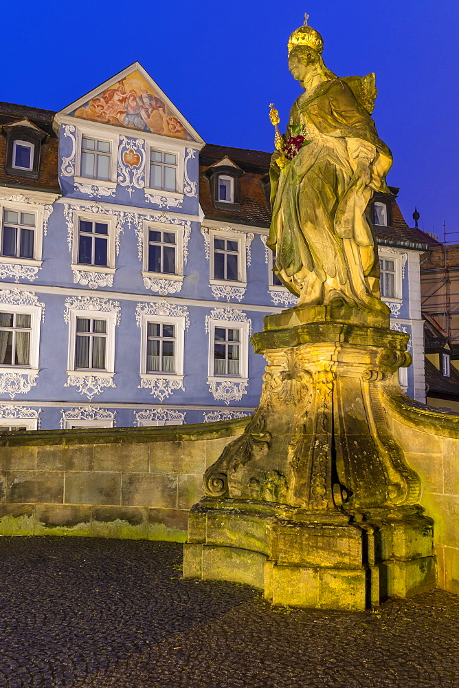 The Statue of Empress Kunigunda on the Lower Bridge, Bamberg, UNESCO World Heritage Site, Upper Franconia, Bavaria, Germany, Europe