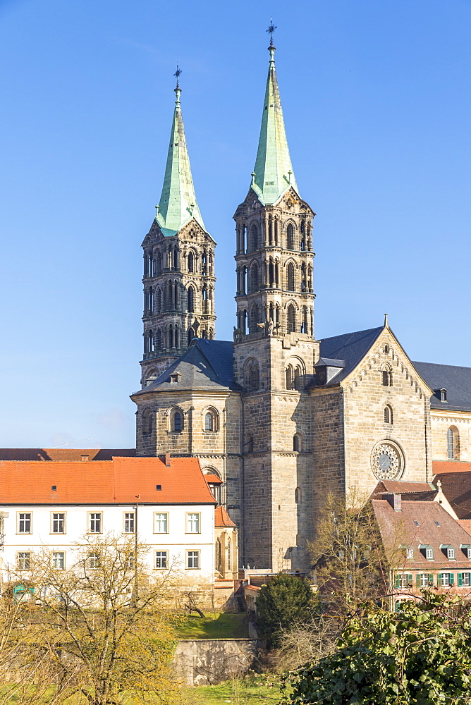 View to the Cathedral of Bamberg, Bamberg, UNESCO World Heritage Site, Upper Franconia, Bavaria, Germany, Europe